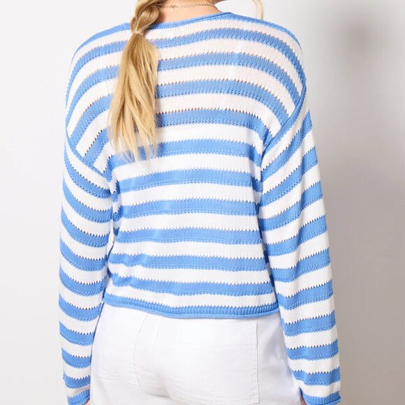 NEW Prado Blue & White Stripe Sweater by Z Supply - Size Small - Picture 7 of 8